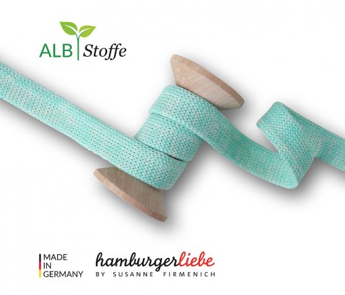 Bio Flachkordel - 2,0 cm - A70/A17 verdino/meringa - Albstoffe - Hamburger Liebe